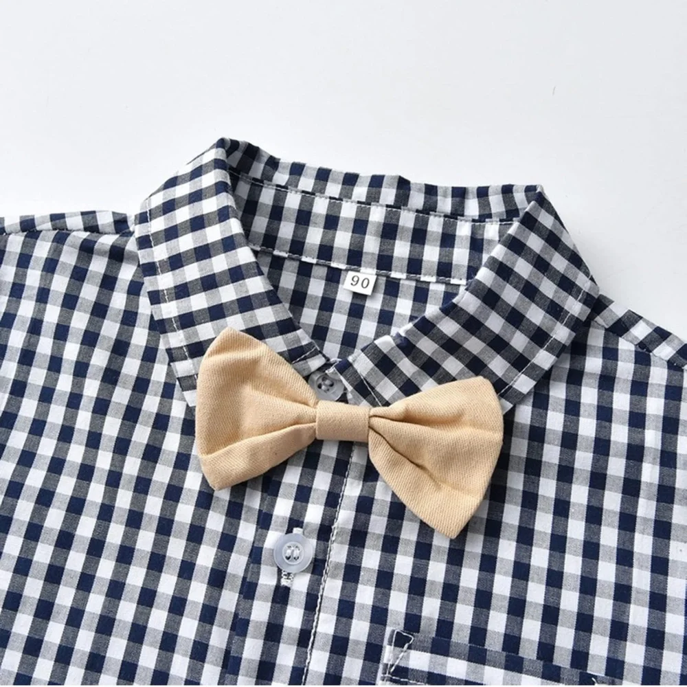 NWT‎ Kids Checkered Shirt and Suspender Set 6 X64